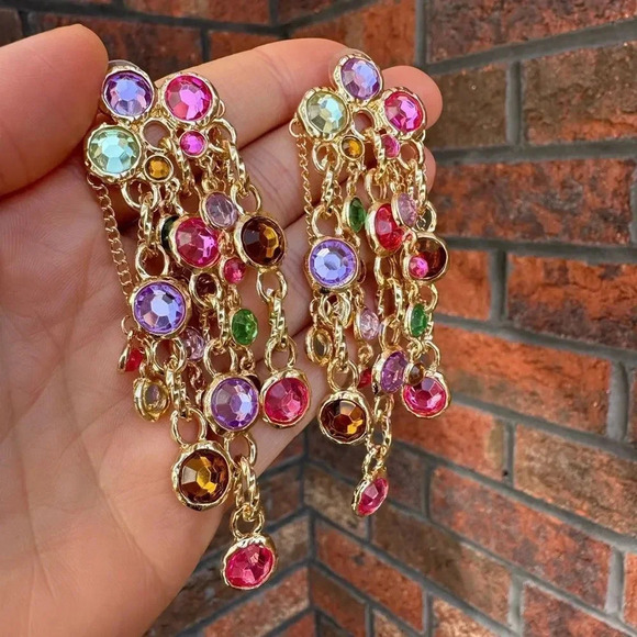 ZARA MULTI-COLOR WATERFALL EARRINGS - Picture 6 of 15